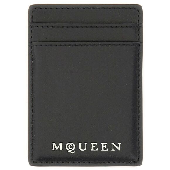 Alexander Mcqueen Men Magnetic Card Holder With Logo
